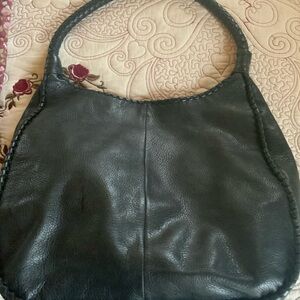 MARGOT BLACK PEBBLED LEATHER WHIPSTITCH HOBO